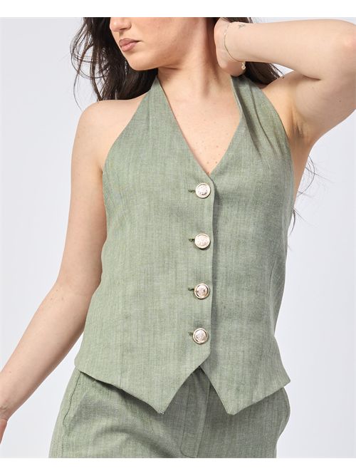 Mademoiselle du Monde women's waistcoat with buttons MADEMOISELLE DU MONDE | F284-MDM116MILITARY